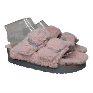 Papillio Arizona Big Buckle Teddy Pink Slide Sandals Sz 6